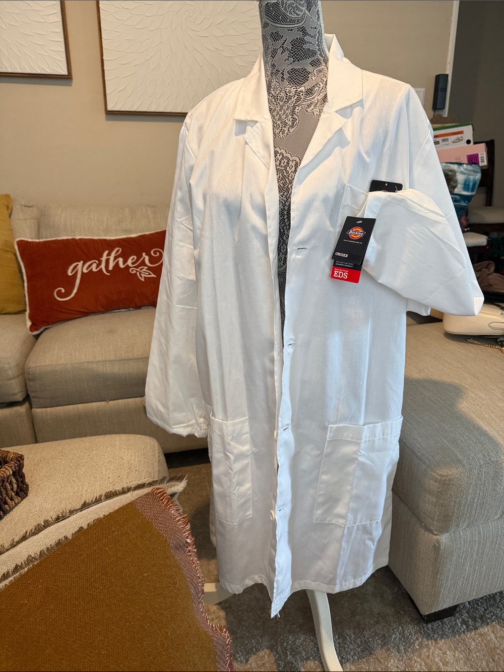 Dickies Women's White Medical Lab Jacket with Front Pockets